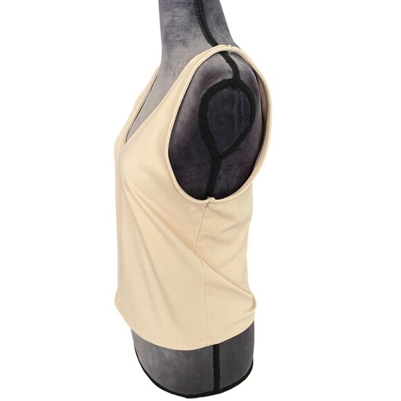 Abercrombie & Fitch Soft A&F Collection Ribbed Beige Tank Top Women XL Made In V - Picture 2 of 4